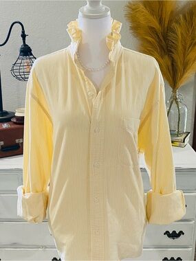 REWORKED by me- Chaps Ralph Lauren   Long sleeve button down with ruffled collar